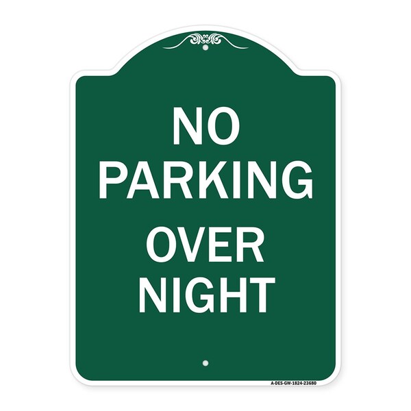 Signmission No Parking Overnight Parking Sign, Green & White Aluminum Sign, 18" x 24", GW-1824-23680 A-DES-GW-1824-23680 - main